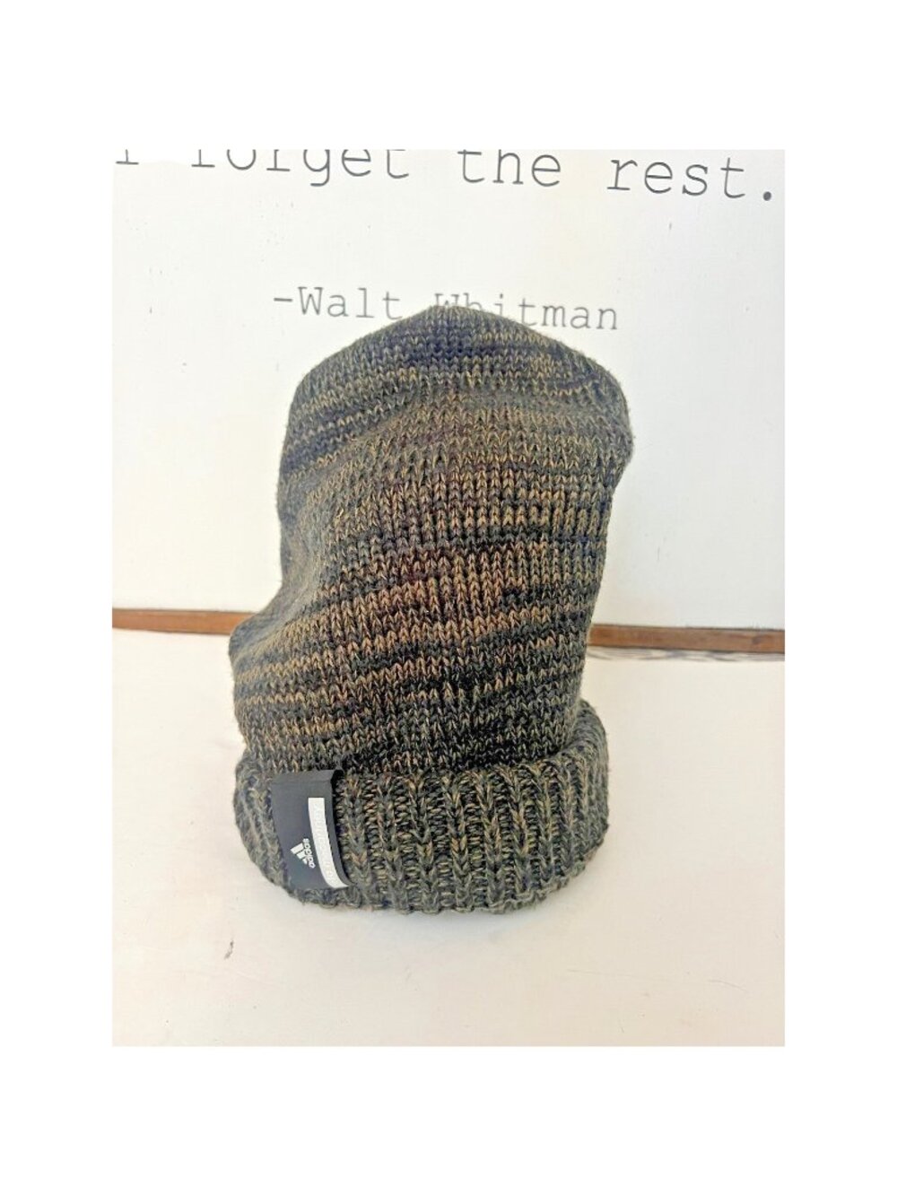 Adidas by Stella McCartney Beanie Hat Black Brown Marled Chunky Knit Winter Cap